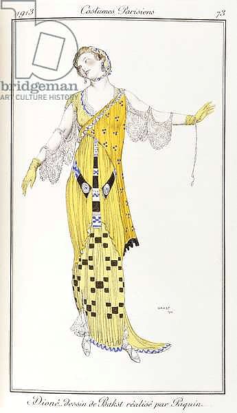 Parisian clothing: Dione-drawing by Bakst executed by Paquin, 1913