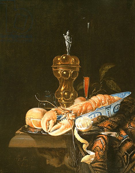 A Still Life with a Lobster in a Delft Bowl