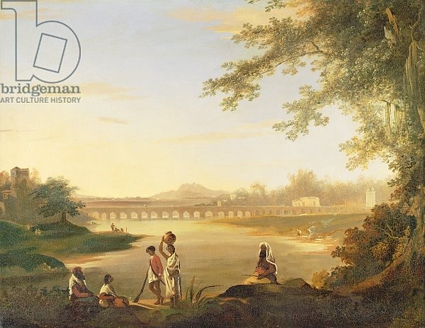 The Marmalong Bridge, with a Sepoy and Natives in the Foreground, c.1783