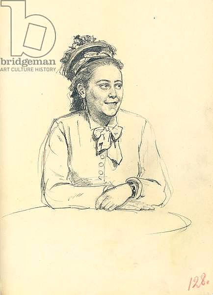 Study for 'A Parisian Cafe': Seated Woman with Bow and Folded Hands, c. 1872-1875