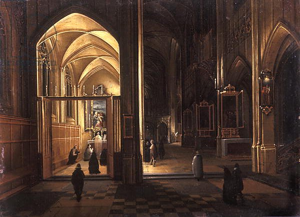 The Interior of a Gothic Church