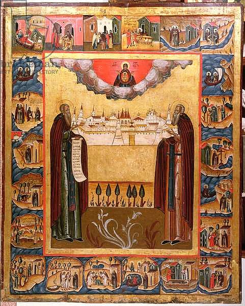 Saints Zosimus and Sabbatheus of Solovetsk with scenes from their lives, 18th century