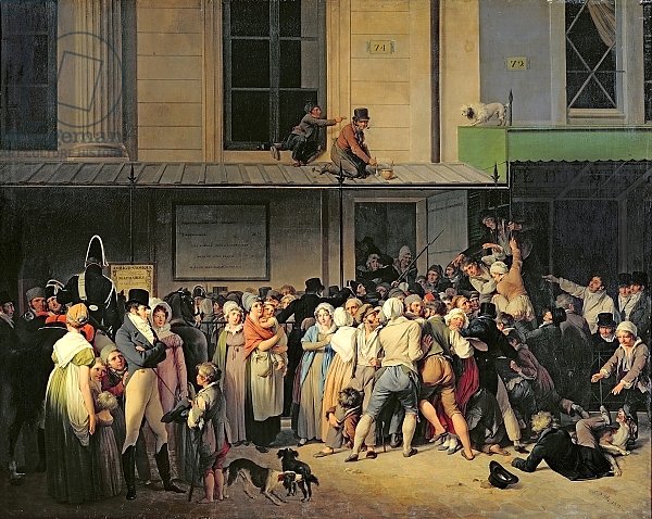 The Entrance to the Theatre de l'Ambigu-Comique before a Free Performance, 1819