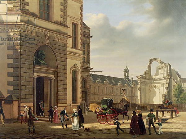The Entrance to the Musee de Louvre and St. Louis Church, 1822