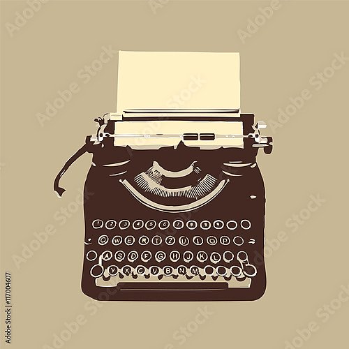 Коричневая винтажная пишущая машинка для набора текста