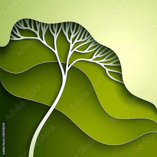 Векторная иллюстрация со стилизованным зеленым деревом