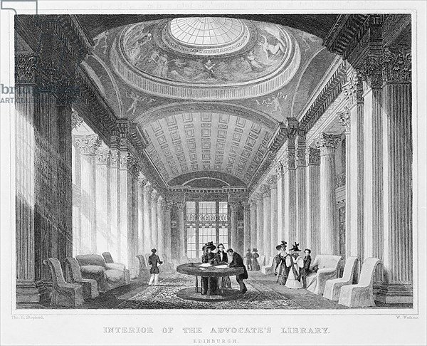 Interior of the Advocate's Library, Edinburgh, engraved by William Watkins, 1831