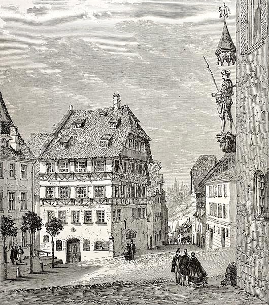 Albrecht Durer house in Nuremberg, Germany. Created by Thrond and Terington, published on Le Tour du