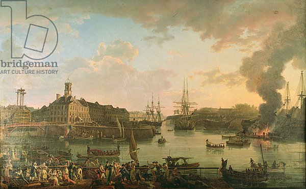 View of the port of Brest from the covered docks in 1795, 1795