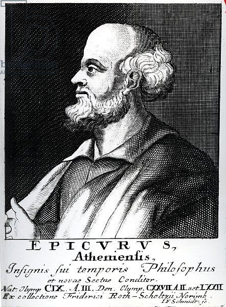 Epicurus, engraved by Johann Fredrich Schmidt