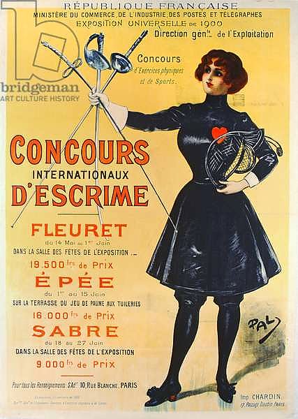 Poster advertising the International Fencing Competitions, 1900