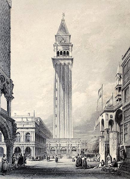 St. Mark's bell tower in Venice, Italy. Original, created by W. L. Leitch and E. Benjamin, published