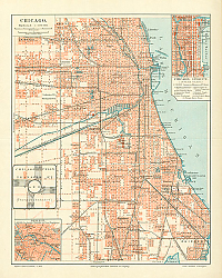Постер Карта Чикаго, конец 19 в. 1