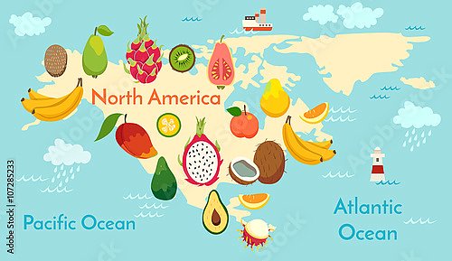 Детская фруктовая карта Северной Америки