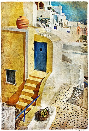 Постер Греция. Улицы Санторини #4. Винтаж