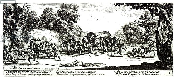 The Attack on the Stagecoach, plate 8 from 'The Miseries and Misfortunes of War',  1633