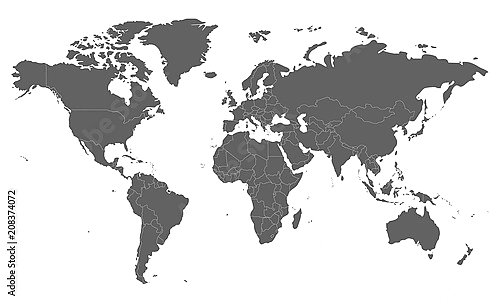 Контурная карта мира серая