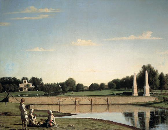 Вид на плотину в усадьбе Спасское Тамбовской губернии. 1840-е