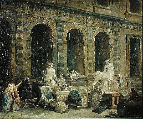 A Man Drawing Antiques in Front of the Petite Galerie of the Louvre, 1781