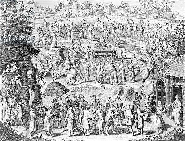 Procession of a bride going home to her husband, engraved by N. Parr