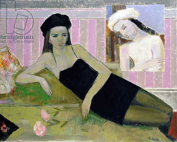 Antoinette and a detail from Balthus, 1994