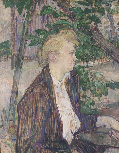 Женщина, сидящая в саду