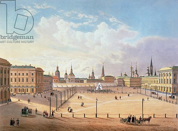 The Theatre Square in Moscow, printed by Jacottet and Bachelier, 1830s