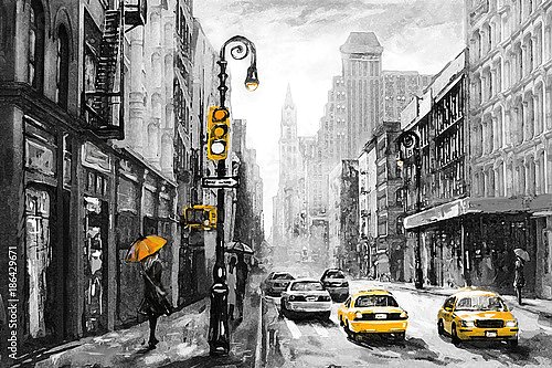 Желтое такси на улице Нью-Йорка