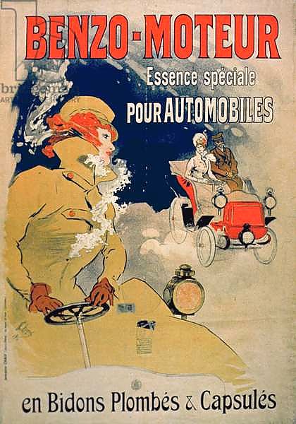Poster advertising 'Benzo-Moteur' Motor Oil Especially for Automobiles, 1901