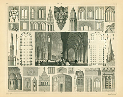 Постер Архитектура №18: интерьер собора Нотр-Дам в Париже, Франция