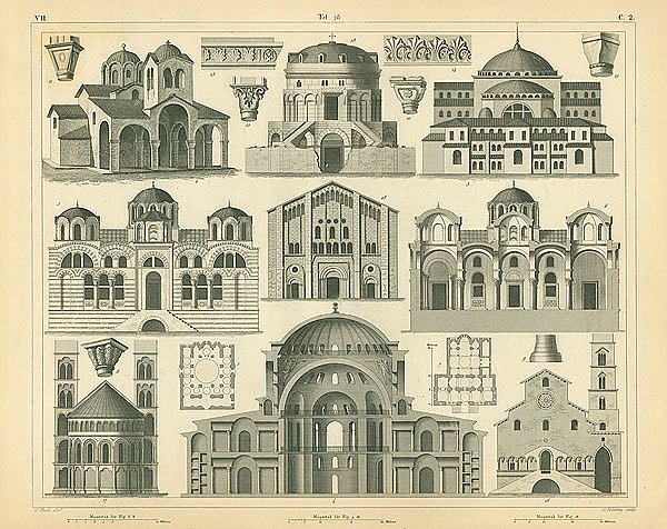 Архитектура №5: византийская церквовь в Афинах (Греция), собор Святой Софии в Константинополе Павии  1
