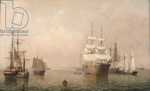 Merchantmen Off Boston Harbor, 1863