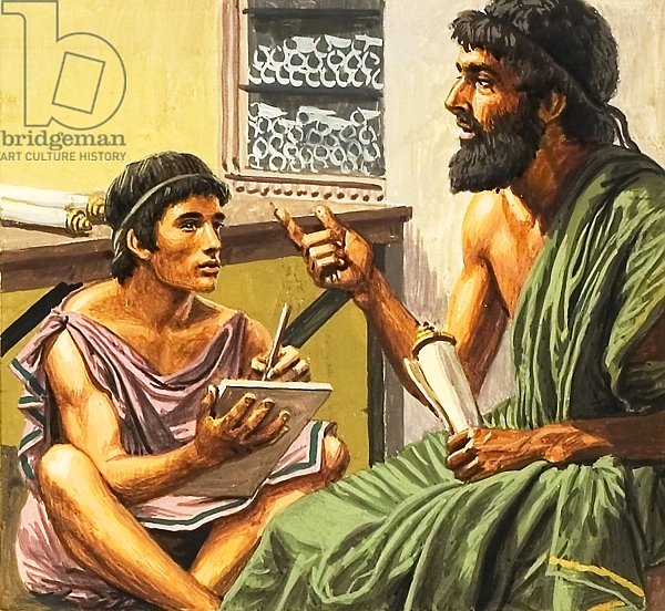 Writing lesson in ancient Athens