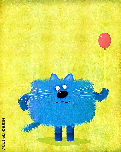 Квадратный кот с воздушным шариком