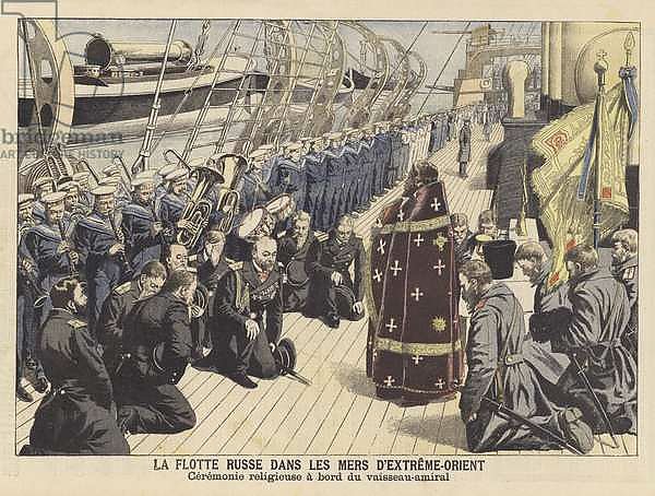 Religious ceremony on board the flagship of the Russian fleet in the Far East, Russo-Japanese War