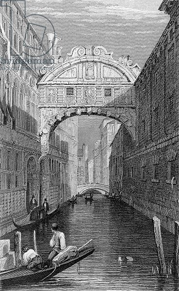 The Bridge of Sighs, Venice, engraved by Robert Wallis, 1829