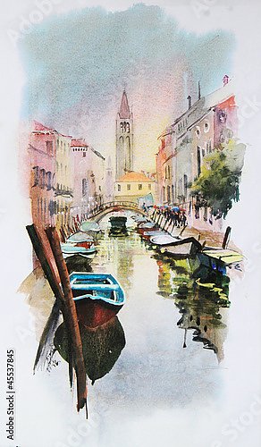 Вид на канал с лодки в Венеции