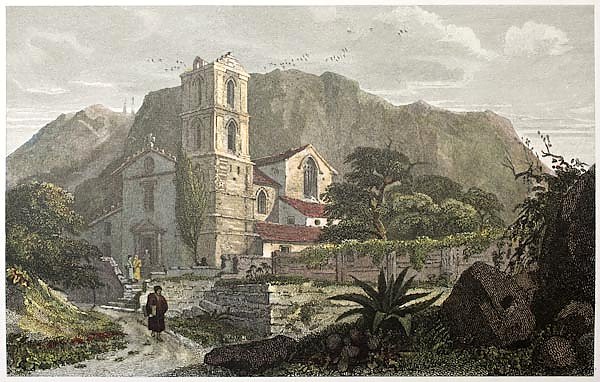 Santa Croce church old view,  Sicily. Created by De Wint and Cooke,  publ. in London, 1821. Ed. on S