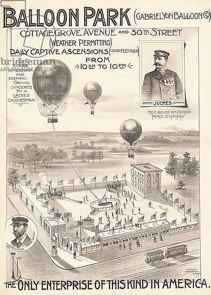 Advertising poster for a Balloon Park in Chicago, USA, c.1888