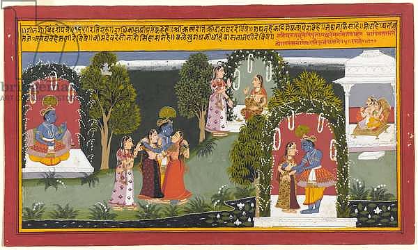 Kama and Rati Witness the Reunion of Krishna and Radha, Page from a Gita Govinda Series, 1714
