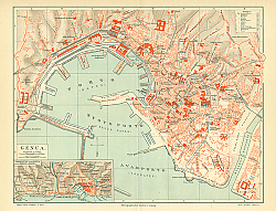 Постер Карта Генуи, конец 19 в. 2