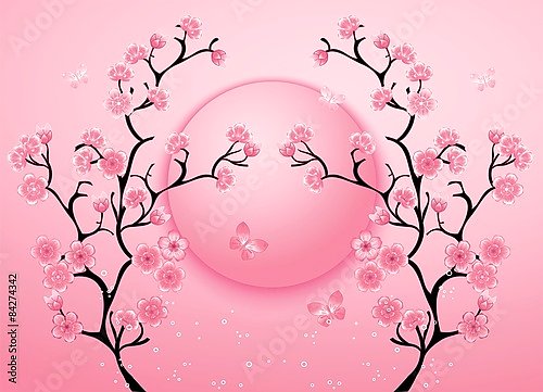 Розовые цветы вишни весной