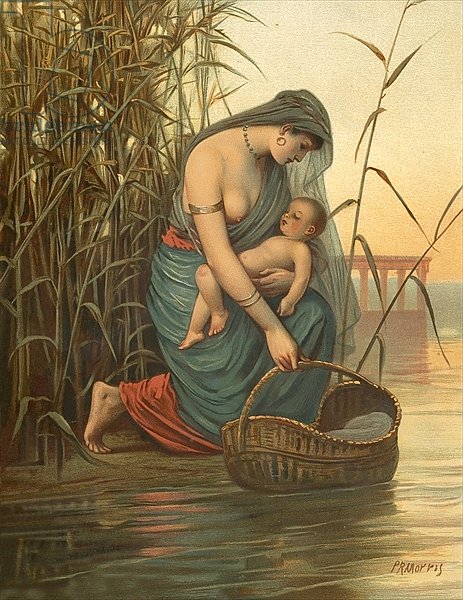 The infant Moses and his mother