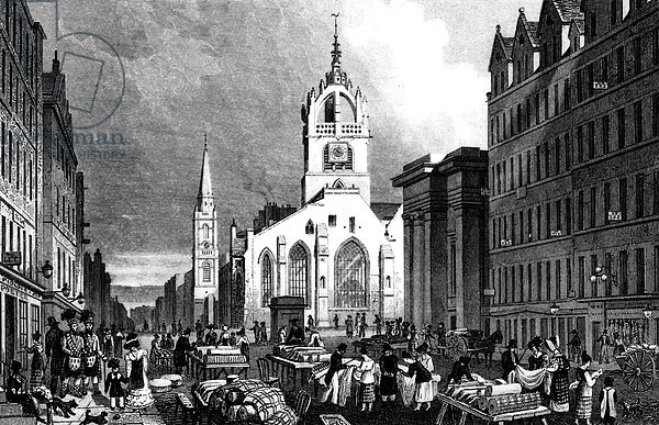 St. Gile's Church, County Hall and the Lawn Market, Edinburgh, engraved by William Tombleson, c.1830