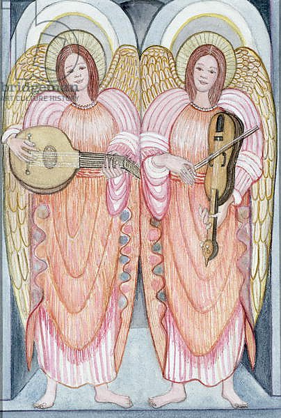 Two angels playing instruments, 1995