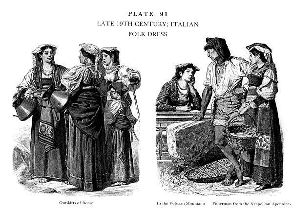 Fin du XIXè Siècle, Habits Traditionnels Italien, Late 19Th Century Italian Folk Dress