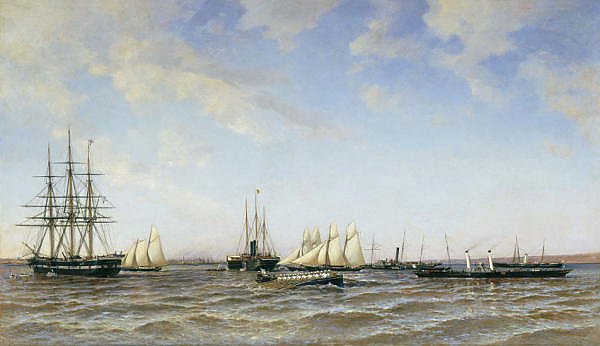 Гонки яхт <Держава> и <Александрия> на Малом Кронштадтском рейде. 1880
