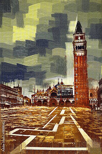 Площадь с башней в Венеции