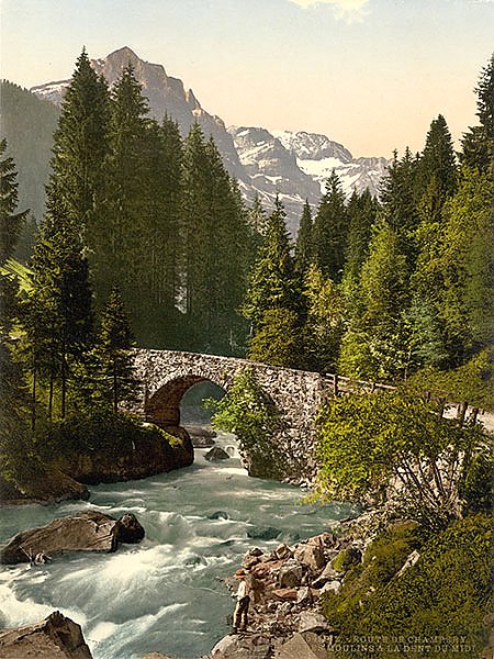 Швейцария. Город Шампери, мост через реку