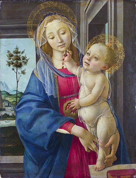 Дева Мария с младенцем с гранатом